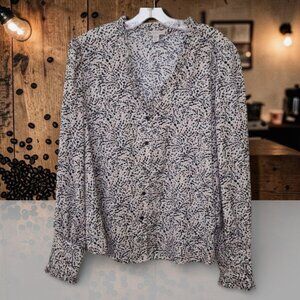 Elaine & Rose Elegant Black and White Patterned Women's Top XL